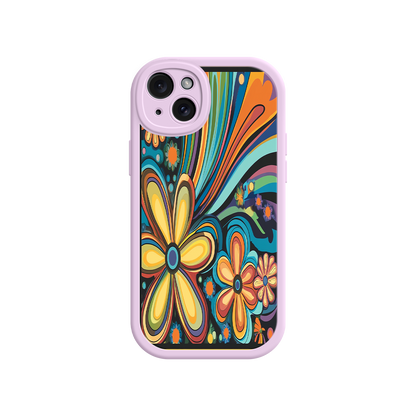 #MC0033 Factory Wholesale Psychedelic Floral iPhone 17 Case – Hippie Flower Power Design, 60s 70s Retro Vibes, Groovy Swirls