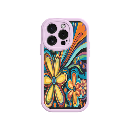 #MC0033 Factory Wholesale Psychedelic Floral iPhone 17 Case – Hippie Flower Power Design, 60s 70s Retro Vibes, Groovy Swirls