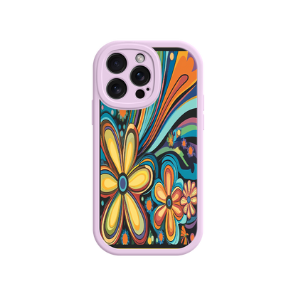#MC0033 Factory Wholesale Psychedelic Floral iPhone 17 Case – Hippie Flower Power Design, 60s 70s Retro Vibes, Groovy Swirls