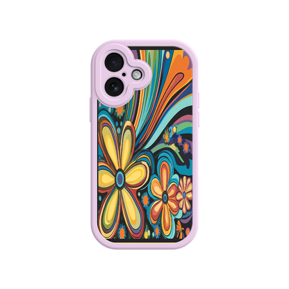 #MC0033 Factory Wholesale Psychedelic Floral iPhone 17 Case – Hippie Flower Power Design, 60s 70s Retro Vibes, Groovy Swirls