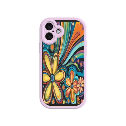 #MC0033 Factory Wholesale Psychedelic Floral iPhone 17 Case – Hippie Flower Power Design, 60s 70s Retro Vibes, Groovy Swirls