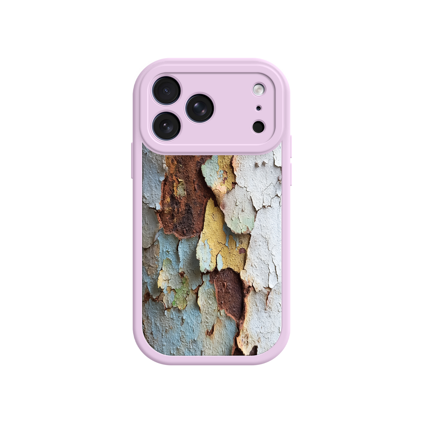 Distressed phone case with cracked paint pattern