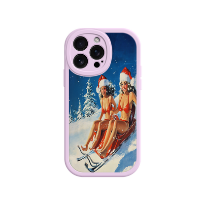 #MC0027 Factory Wholesale Santa Bikini Sled iPhone 17 Case – Funny Christmas Design, Sexy Holiday Vibes, Winter Wonderland Art