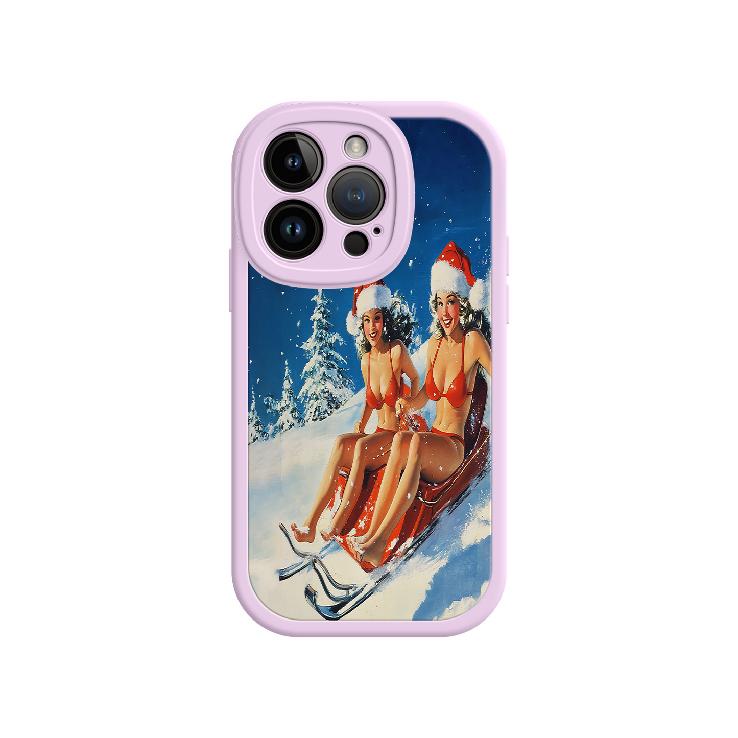 #MC0027 Factory Wholesale Santa Bikini Sled iPhone 17 Case – Funny Christmas Design, Sexy Holiday Vibes, Winter Wonderland Art