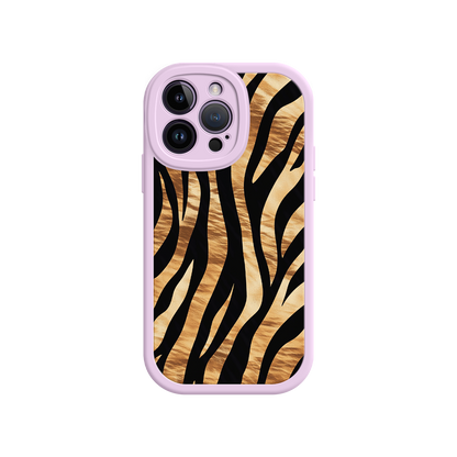 #MC0011 Factory Wholesale Tiger Stripe iPhone Case – Bold Animal Print with Olive Green Frame