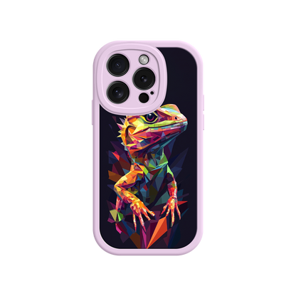 #MC0024 Factory Wholesale Geometric Lizard iPhone 17 Case – Colorful Polygon Art, Protective Animal Print Cover, Bold Reptile Design