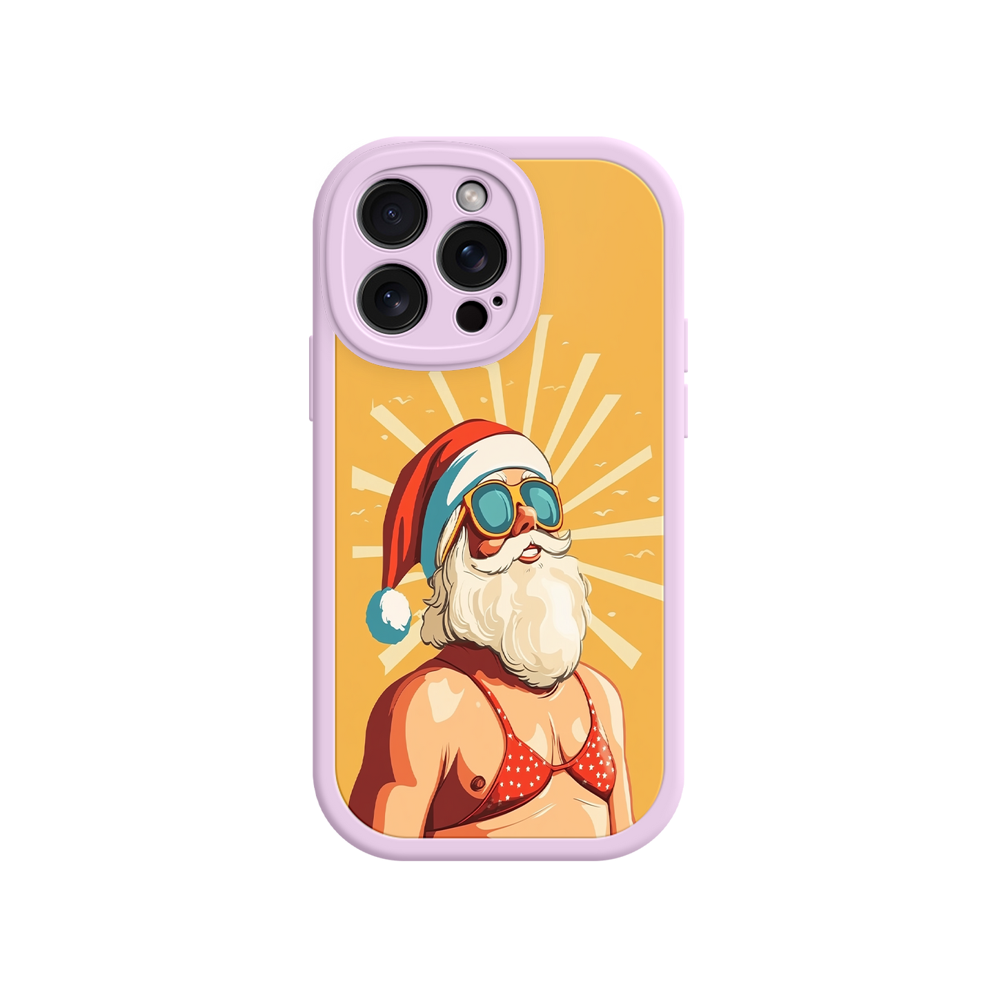 Summer Santa phone case with bold colors and humor