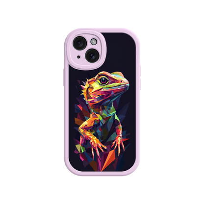 #MC0024 Factory Wholesale Geometric Lizard iPhone 17 Case – Colorful Polygon Art, Protective Animal Print Cover, Bold Reptile Design