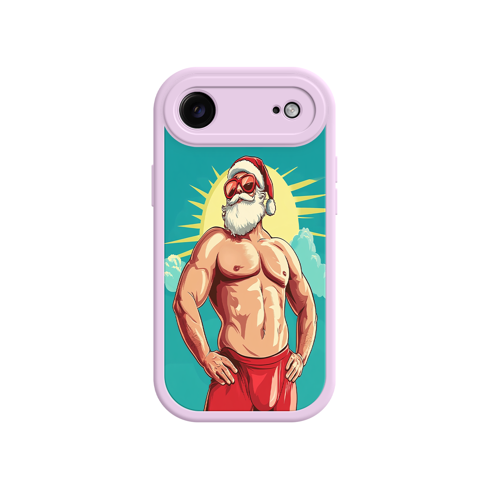 Holiday iPhone case with confident Santa illustration