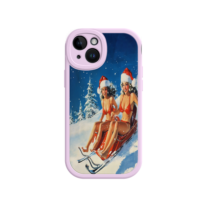 #MC0027 Factory Wholesale Santa Bikini Sled iPhone 17 Case – Funny Christmas Design, Sexy Holiday Vibes, Winter Wonderland Art