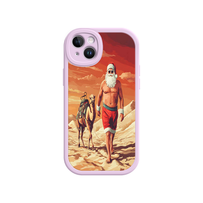 #MC0028 Factory Wholesale Desert Santa iPhone 17 Case – Funny Christmas Design, Muscular Santa & Camel, Holiday Heat Vibes