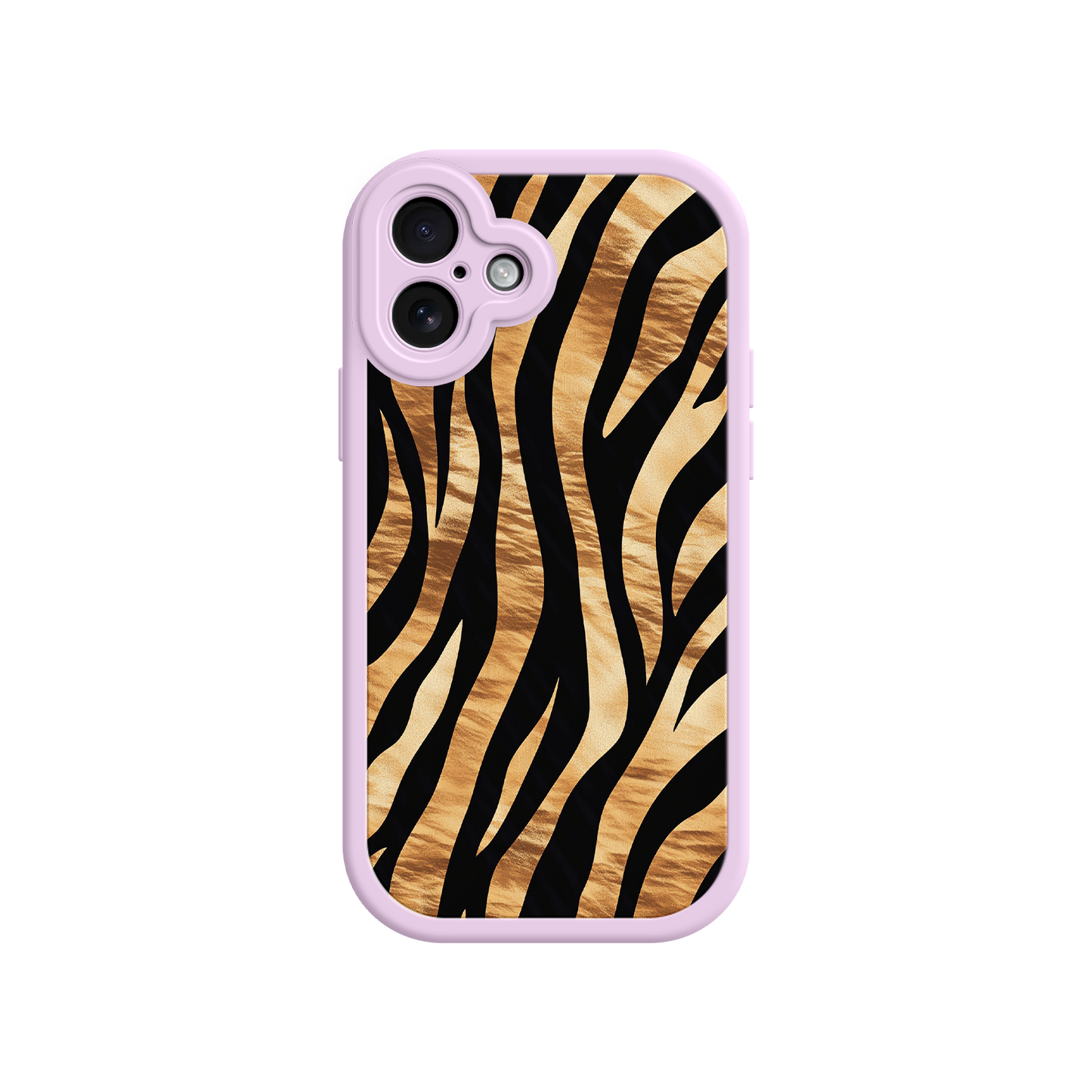 #MC0011 Factory Wholesale Tiger Stripe iPhone Case – Bold Animal Print with Olive Green Frame