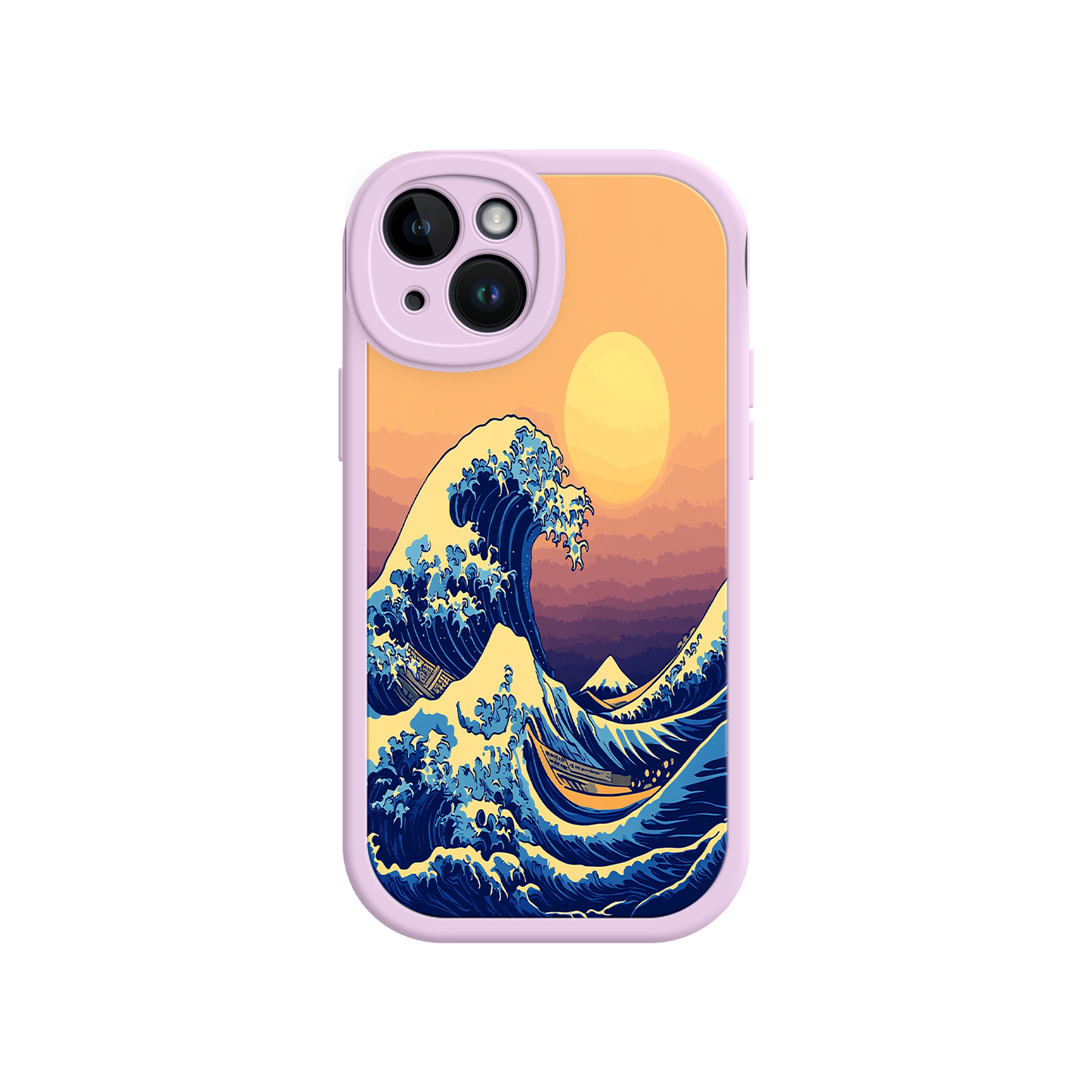 #MC0012 Factory Wholesale Great Wave Sunset iPhone Case – Japanese Art with Ocean & Mountain Design