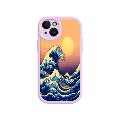 #MC0012 Factory Wholesale Great Wave Sunset iPhone Case – Japanese Art with Ocean & Mountain Design