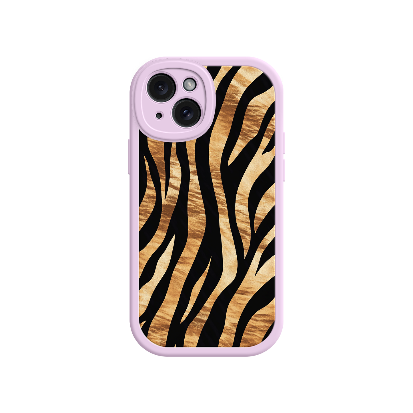 #MC0011 Factory Wholesale Tiger Stripe iPhone Case – Bold Animal Print with Olive Green Frame
