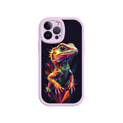 #MC0024 Factory Wholesale Geometric Lizard iPhone 17 Case – Colorful Polygon Art, Protective Animal Print Cover, Bold Reptile Design