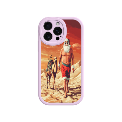 #MC0028 Factory Wholesale Desert Santa iPhone 17 Case – Funny Christmas Design, Muscular Santa & Camel, Holiday Heat Vibes
