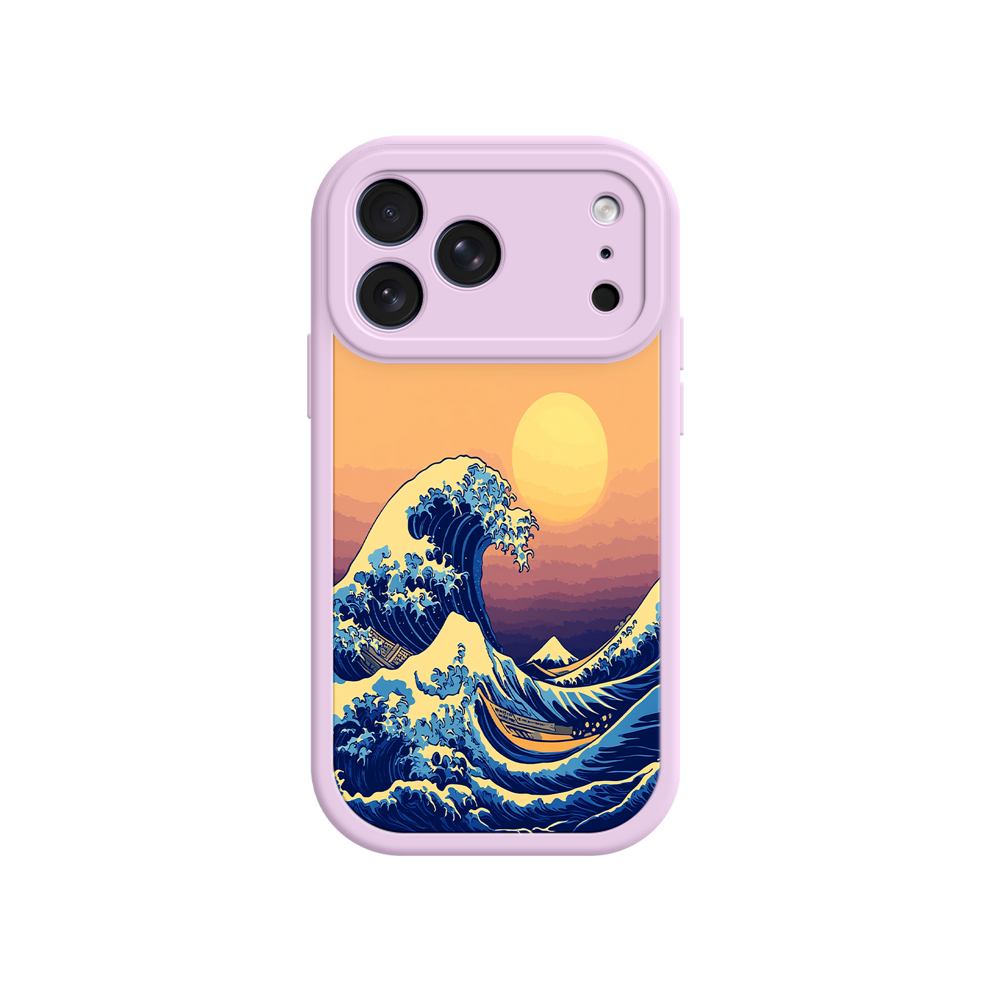 #MC0012 Factory Wholesale Great Wave Sunset iPhone Case – Japanese Art with Ocean & Mountain Design