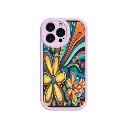 #MC0033 Factory Wholesale Psychedelic Floral iPhone 17 Case – Hippie Flower Power Design, 60s 70s Retro Vibes, Groovy Swirls
