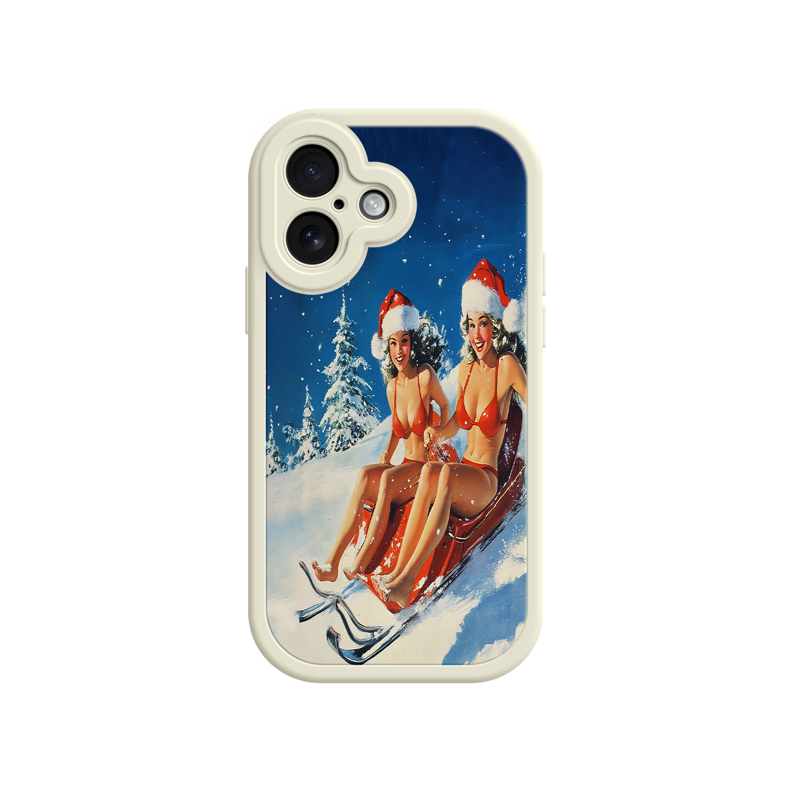 Santa Bikini Sled iPhone 17 Case – Funny Christmas Design, Sexy Holiday Vibes, Winter Wonderland Art