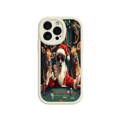 #MC0039 Factory Wholesale Santa Claus Poker iPhone 17 Case – Funny Christmas Design, Holiday Pet Humor, Reindeer Game Night