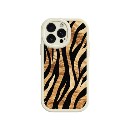 #MC0011 Factory Wholesale Tiger Stripe iPhone Case – Bold Animal Print with Olive Green Frame