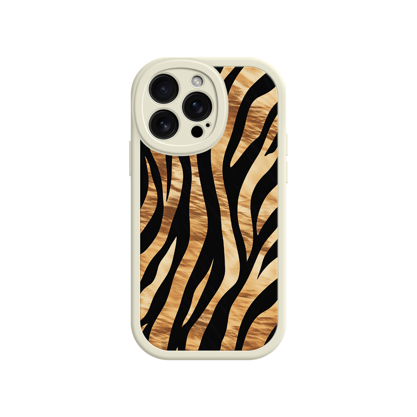 #MC0011 Factory Wholesale Tiger Stripe iPhone Case – Bold Animal Print with Olive Green Frame