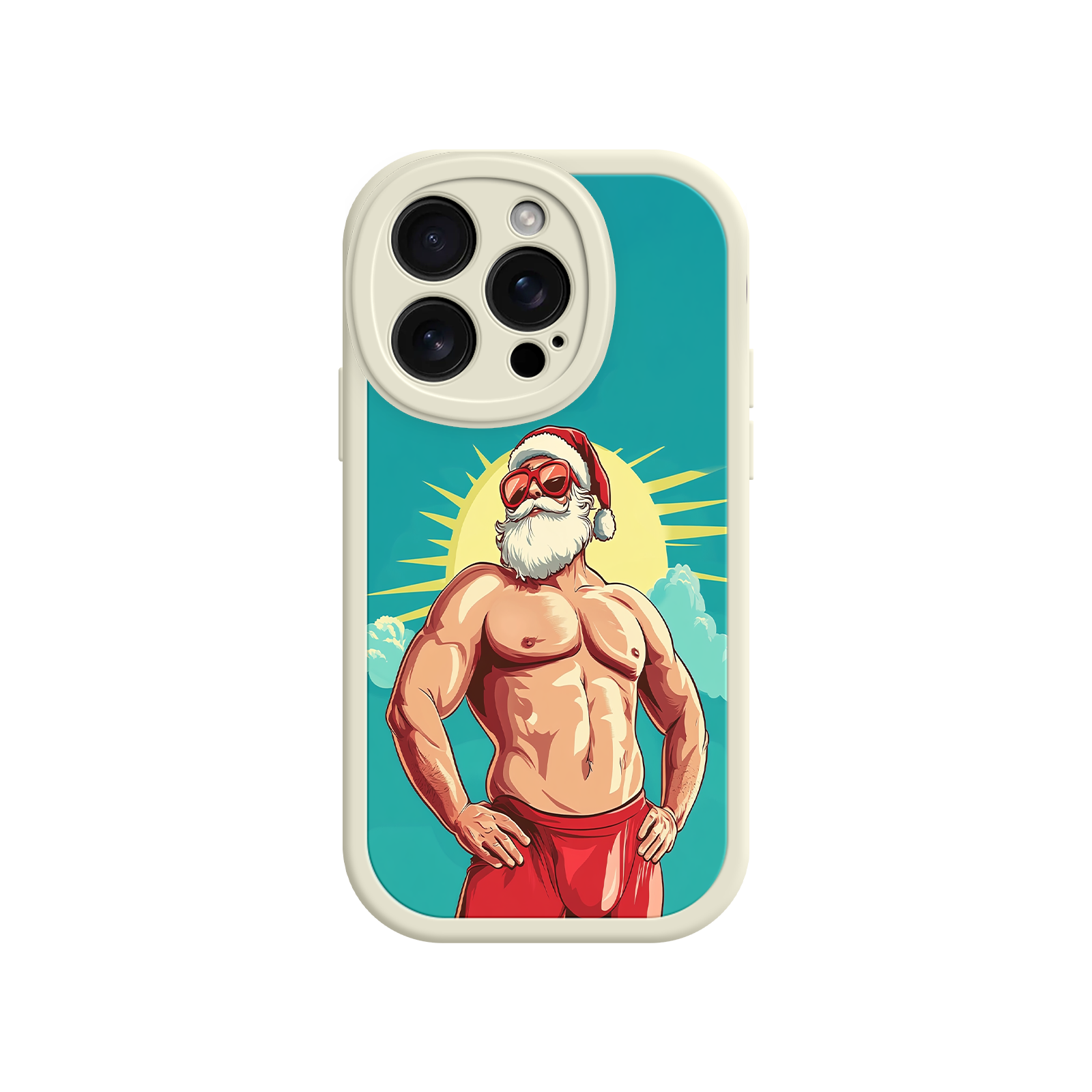 Christmas iPhone case with buff Santa character