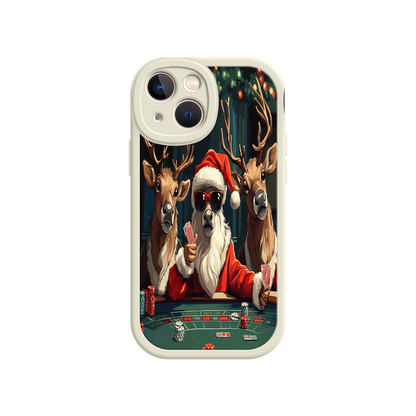 #MC0039 Factory Wholesale Santa Claus Poker iPhone 17 Case – Funny Christmas Design, Holiday Pet Humor, Reindeer Game Night