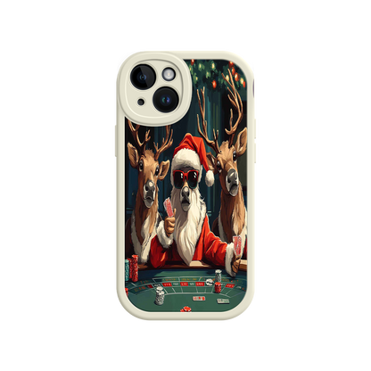#MC0039 Factory Wholesale Santa Claus Poker iPhone 17 Case – Funny Christmas Design, Holiday Pet Humor, Reindeer Game Night