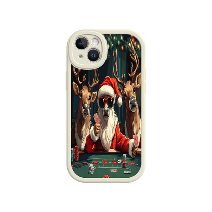 #MC0039 Factory Wholesale Santa Claus Poker iPhone 17 Case – Funny Christmas Design, Holiday Pet Humor, Reindeer Game Night