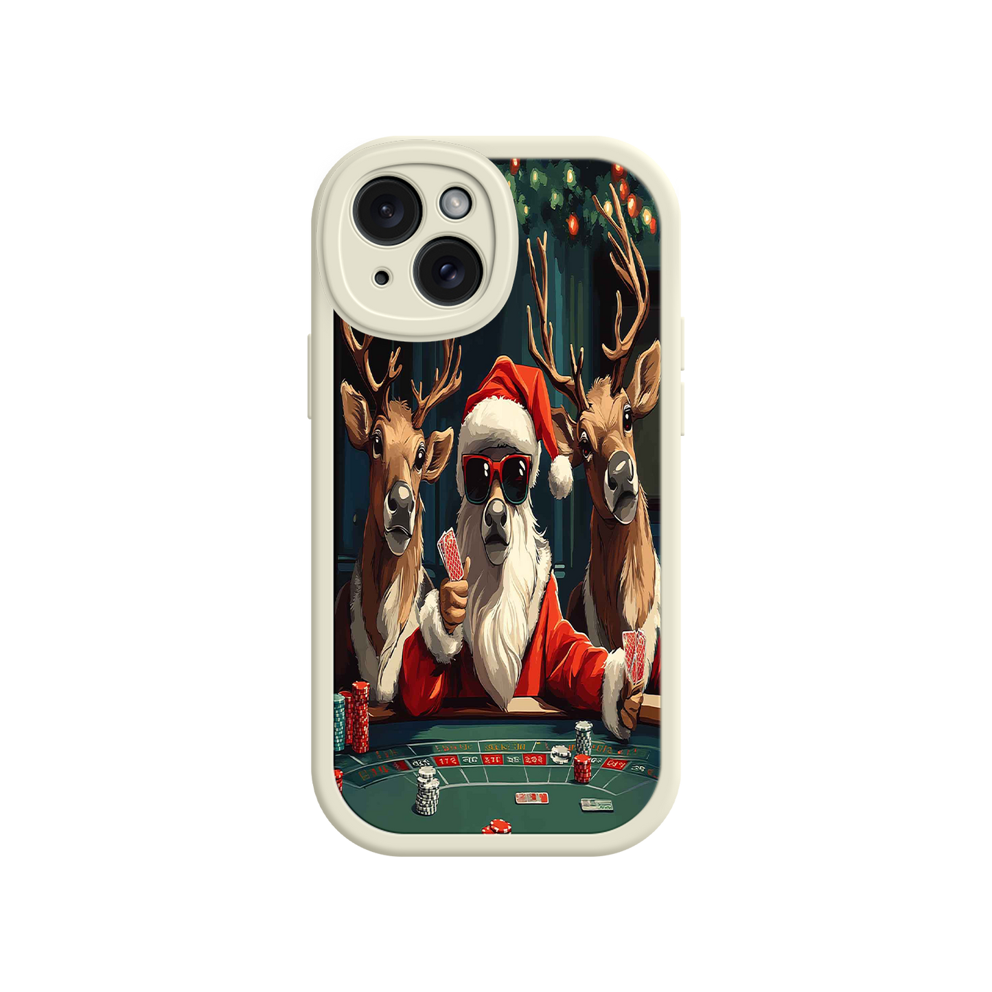 #MC0039 Factory Wholesale Santa Claus Poker iPhone 17 Case – Funny Christmas Design, Holiday Pet Humor, Reindeer Game Night