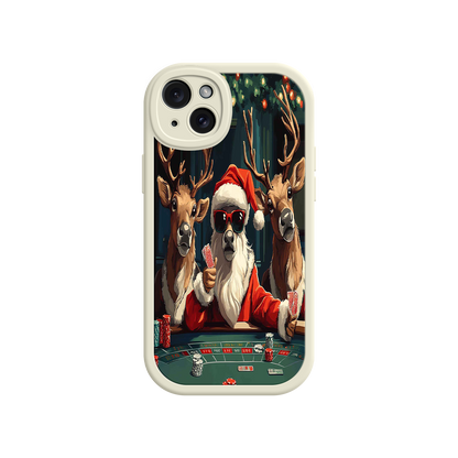 #MC0039 Factory Wholesale Santa Claus Poker iPhone 17 Case – Funny Christmas Design, Holiday Pet Humor, Reindeer Game Night
