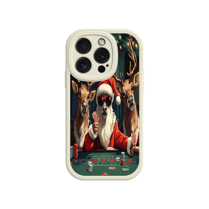 #MC0039 Factory Wholesale Santa Claus Poker iPhone 17 Case – Funny Christmas Design, Holiday Pet Humor, Reindeer Game Night