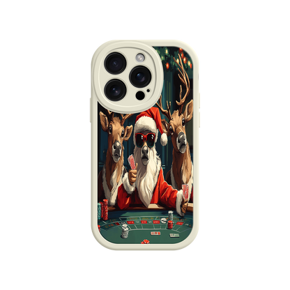 #MC0039 Factory Wholesale Santa Claus Poker iPhone 17 Case – Funny Christmas Design, Holiday Pet Humor, Reindeer Game Night