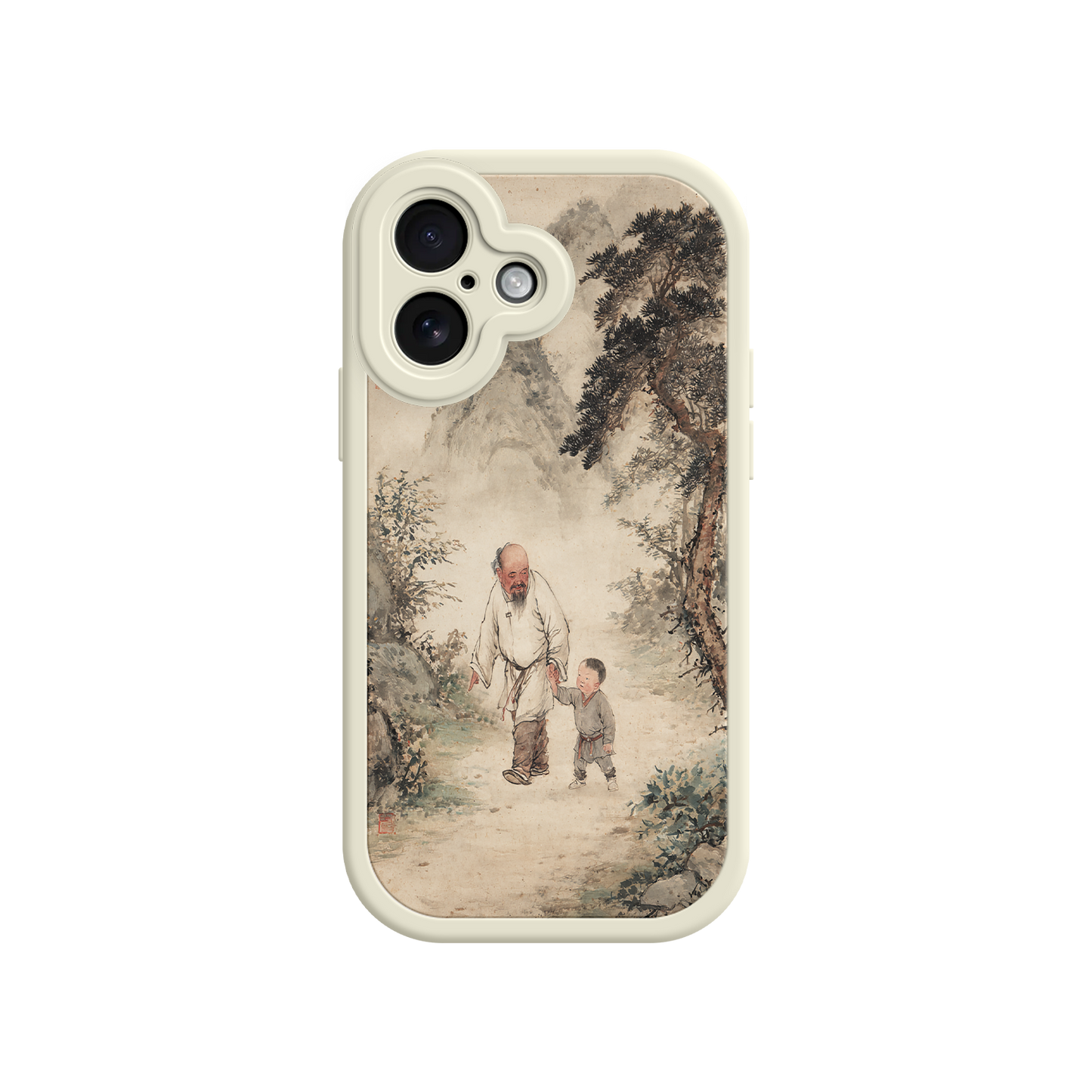 Cultural phone case with traditional ink painting