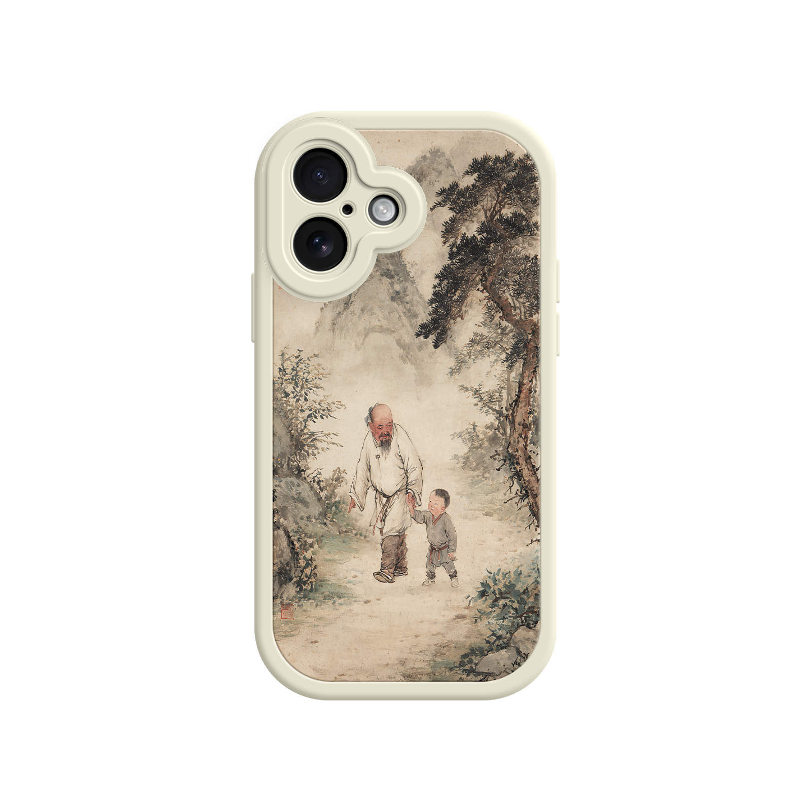 Cultural phone case with traditional ink painting