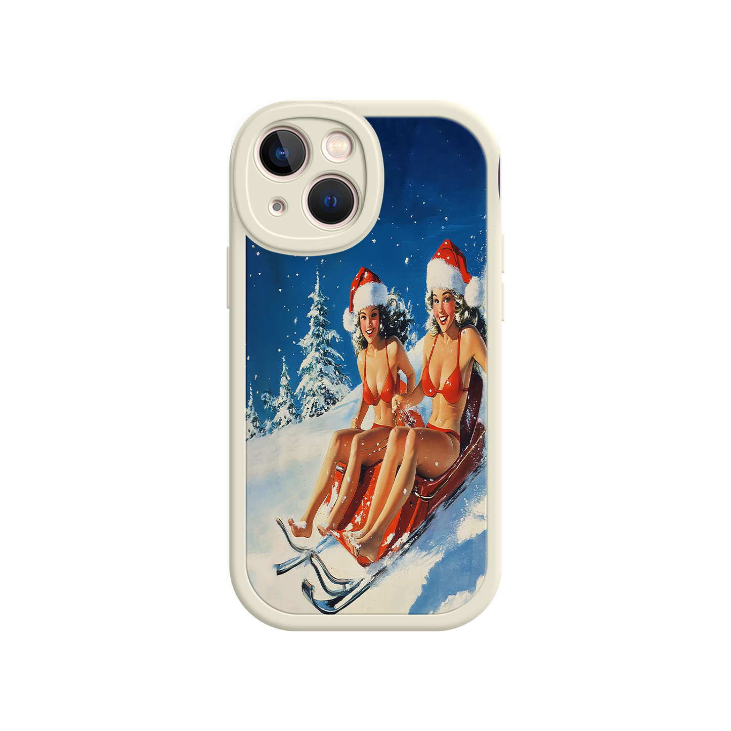 #MC0027 Factory Wholesale Santa Bikini Sled iPhone 17 Case – Funny Christmas Design, Sexy Holiday Vibes, Winter Wonderland Art