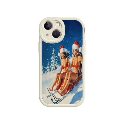 #MC0027 Factory Wholesale Santa Bikini Sled iPhone 17 Case – Funny Christmas Design, Sexy Holiday Vibes, Winter Wonderland Art