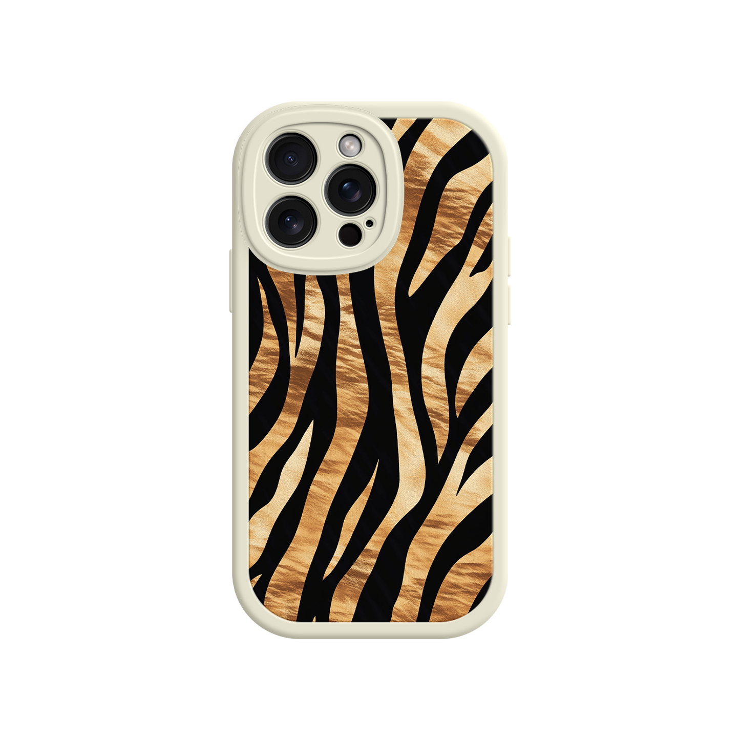 #MC0011 Factory Wholesale Tiger Stripe iPhone Case – Bold Animal Print with Olive Green Frame