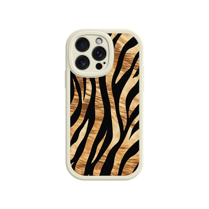 #MC0011 Factory Wholesale Tiger Stripe iPhone Case – Bold Animal Print with Olive Green Frame