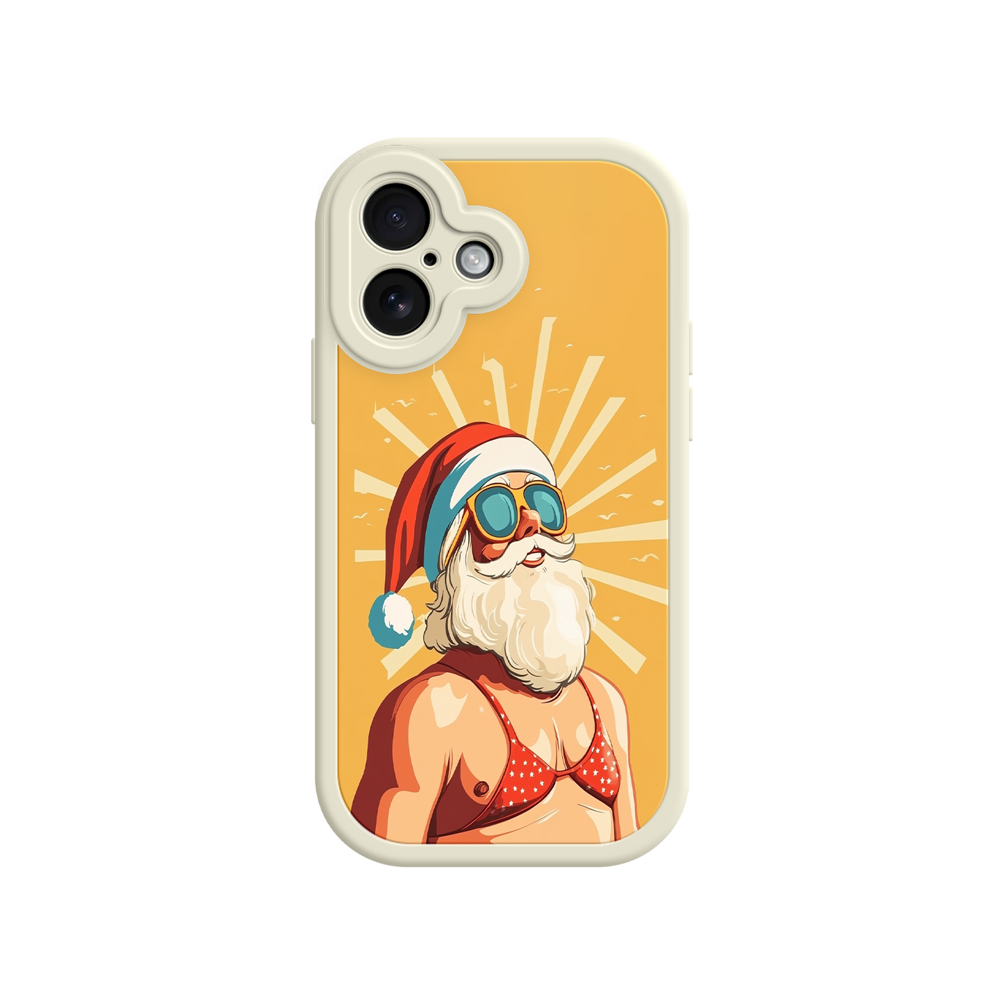 Santa iPhone case with red hat and polka-dot bikini