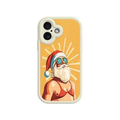 Santa iPhone case with red hat and polka-dot bikini