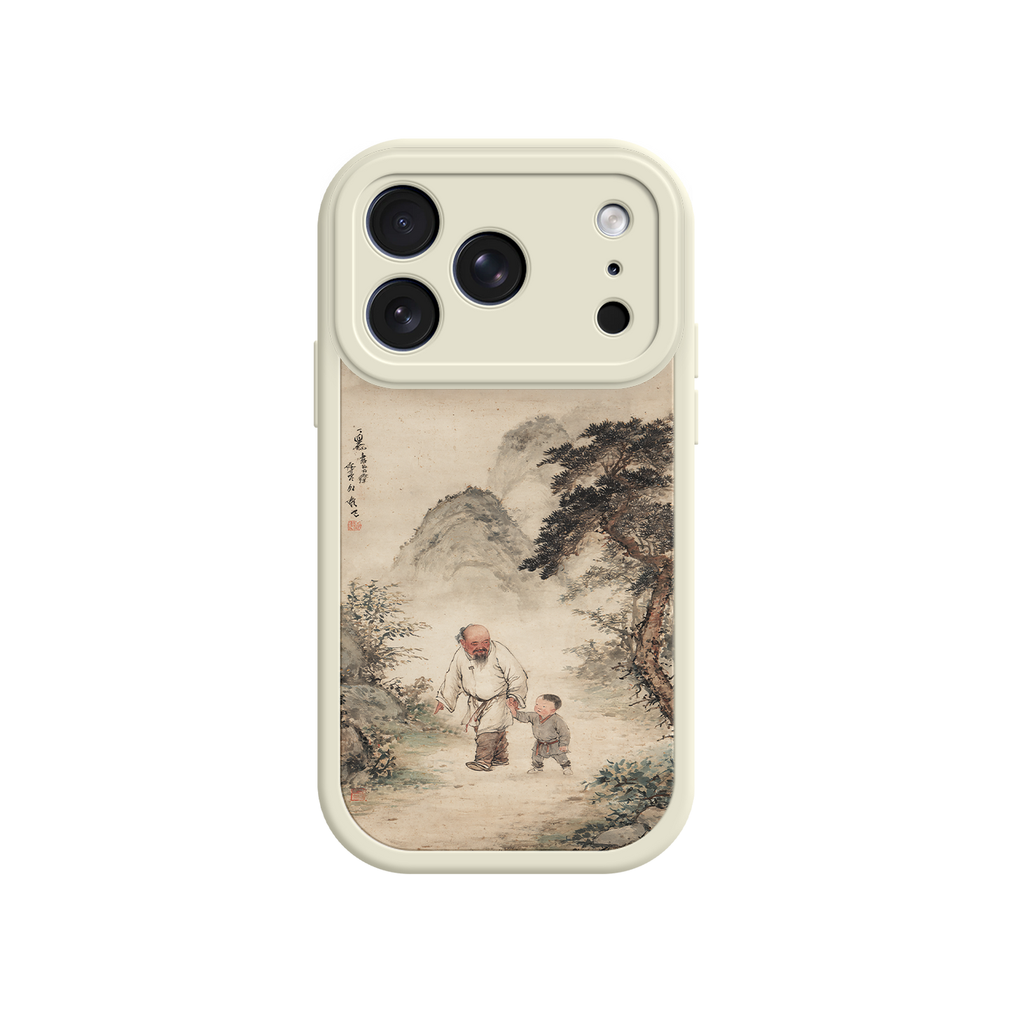 Cultural phone case with Chinese calligraphy and figures