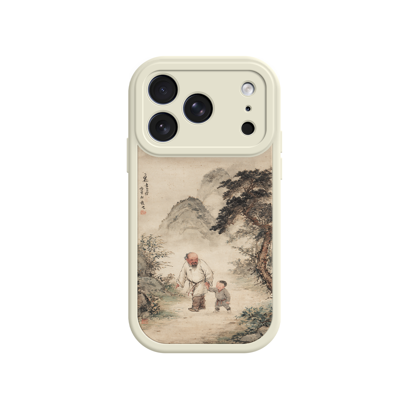 Cultural phone case with Chinese calligraphy and figures