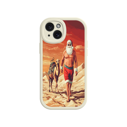 #MC0028 Factory Wholesale Desert Santa iPhone 17 Case – Funny Christmas Design, Muscular Santa & Camel, Holiday Heat Vibes