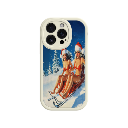 #MC0027 Factory Wholesale Santa Bikini Sled iPhone 17 Case – Funny Christmas Design, Sexy Holiday Vibes, Winter Wonderland Art