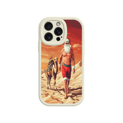 #MC0028 Factory Wholesale Desert Santa iPhone 17 Case – Funny Christmas Design, Muscular Santa & Camel, Holiday Heat Vibes