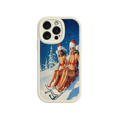 #MC0027 Factory Wholesale Santa Bikini Sled iPhone 17 Case – Funny Christmas Design, Sexy Holiday Vibes, Winter Wonderland Art