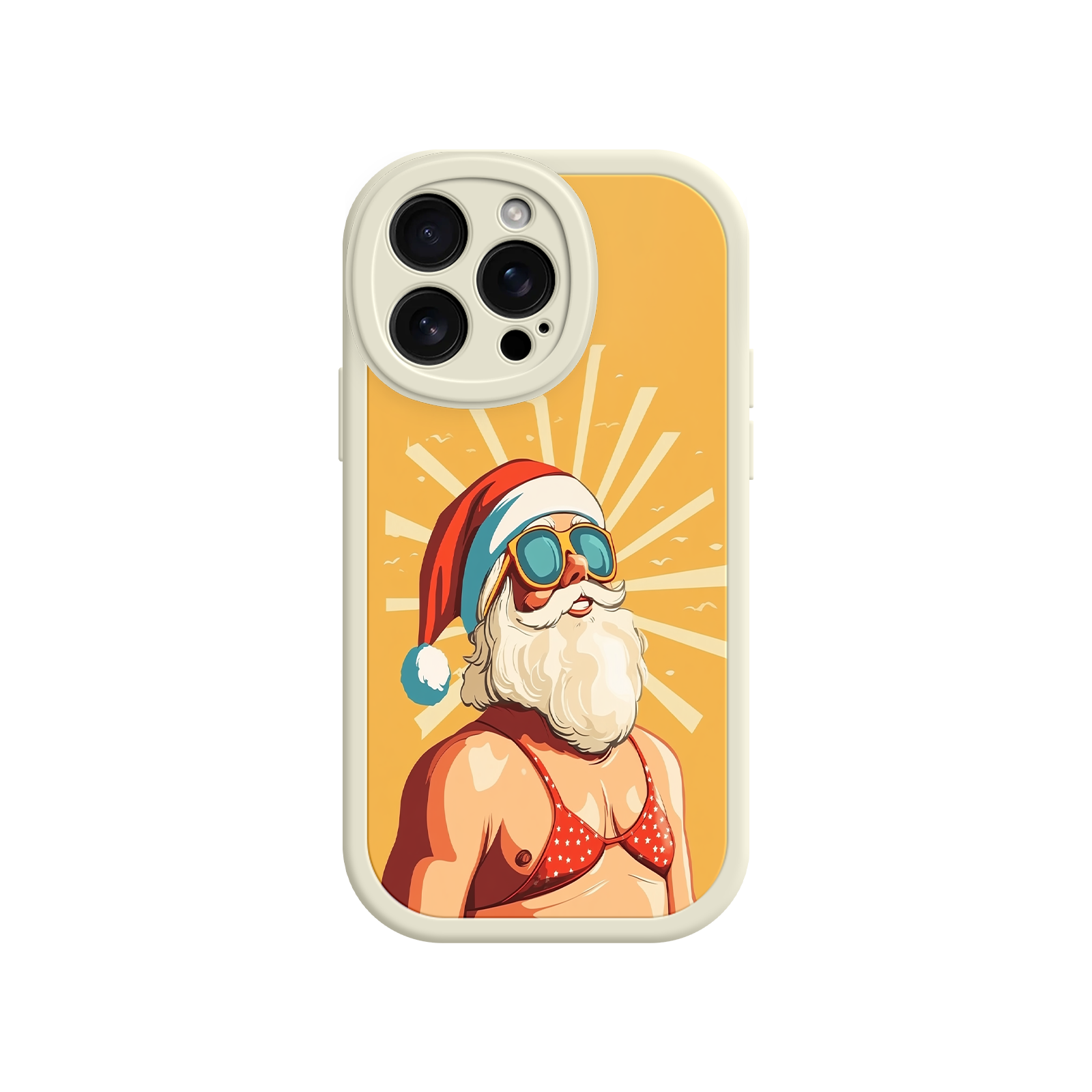 Muscular Santa in bikini phone case for iPhone